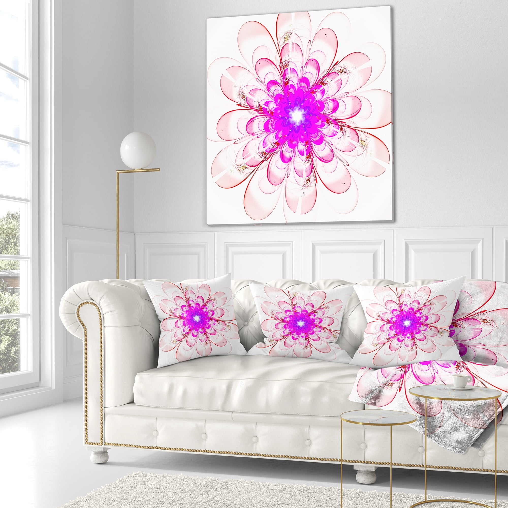 Designart 18" x 18" Pink Polyester Throw Pillow
