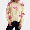 thumbnail image 2 of Teylalorva Sweater for Women Crew Neck Embellished Loose Long Sleeve Pullover With Unique Decor Yellow Size S, 2 of 6