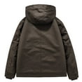 thumbnail image 6 of IWRICH Men's Sherpa Lined Utility Jacket Oversize Relaxed Fit Work Coat Hooded Canvas Jacket Coffee XL, 6 of 9
