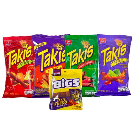 Barcel Takis Tortilla Chips & Bigs Takis Sunflower Seeds Combo Pack (Pack of 5)