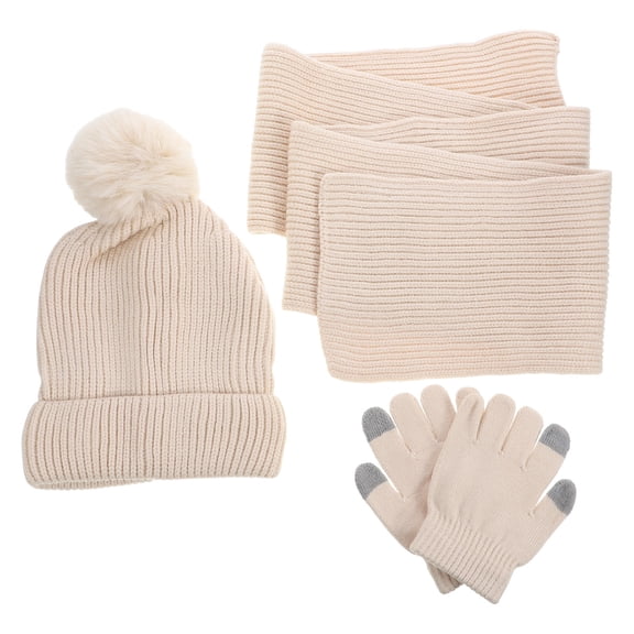 FOMIYES 1Set Womens Winter Warm Hat Scarf and Gloves Set Assorted Colors for Outdoor Riding
