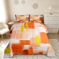 thumbnail image 2 of Manfei Abstract Brushstroke Queen Comforter Set, Orange Yellow Plaid Comforter Sets Queen, Orange Yellow, Gray Reversible 3pcs, 1 Comforter and 2 Pillowcases, 2 of 6