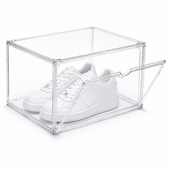 Sneaker Shoe Display Case,Shoe Box with Clear Magnetic Door,Thicken & Sturdy Organizer Containers Stackable,Fit Shoe Size Up to US 14 (X-Large) (X-Large)
