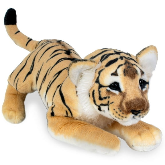 Real Planet 18.8" Brown Tiger Cub Cuddly Realistic Stuffed Animal, Cute Zoo Animals Plush Toy & STEM Learning Gift for Birthday Boys & Girls