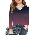 thumbnail image 4 of Piuwrlz Girls Long Sleeve T-Shirt Kids Cotton Shirts Printed V-neck V-neck T Shirt Tops Multicolor Size 9 Years, 4 of 8