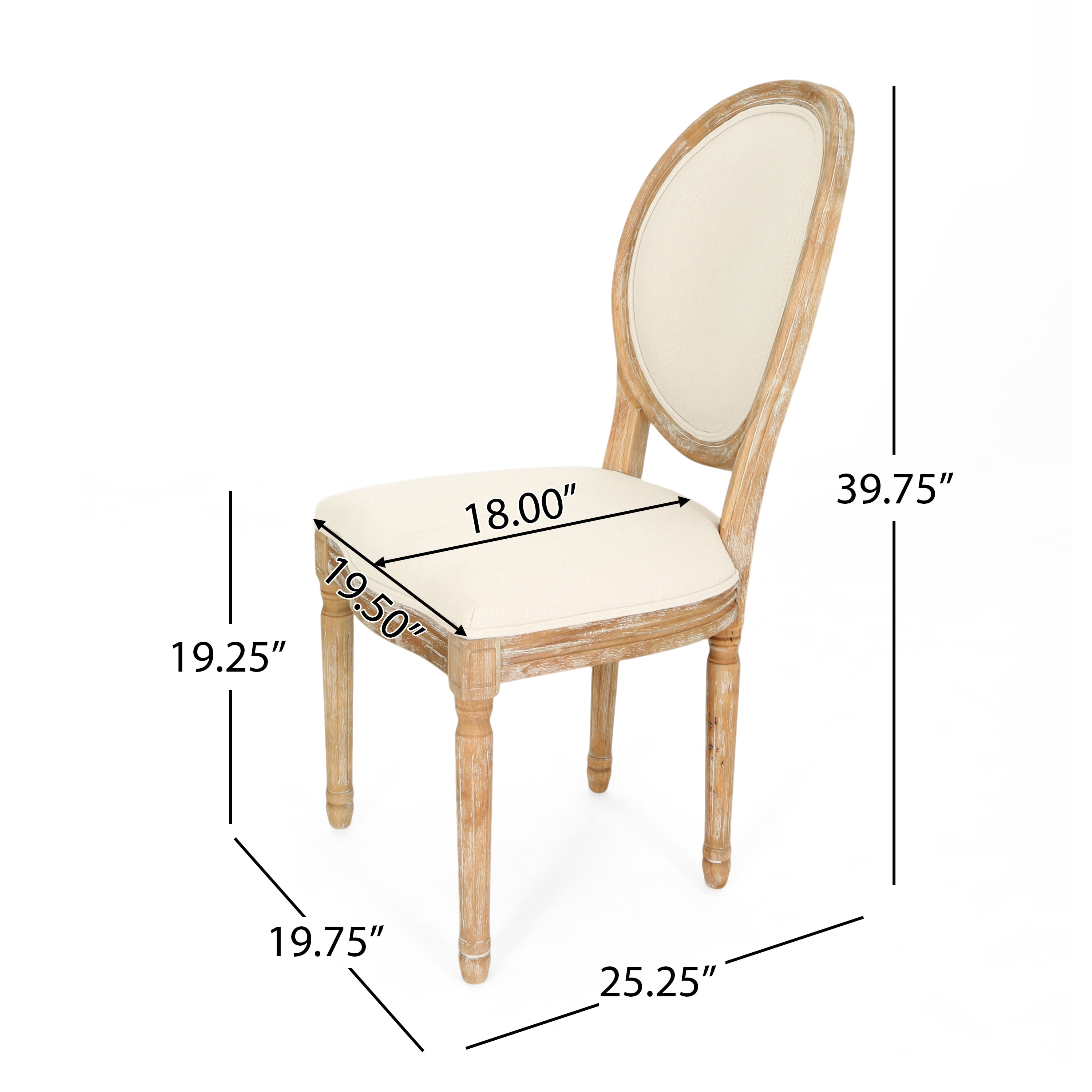 Noble House Nicole Farmhouse Fabric Dining Chairs, Set of 2, Beige, White, Blue