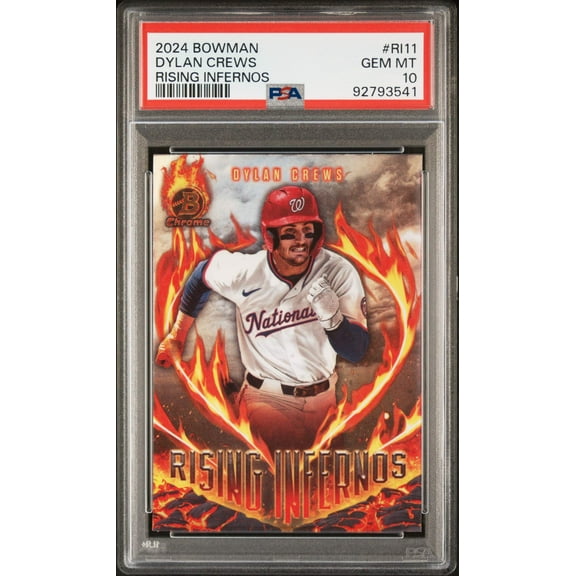 Graded 2024 Topps Bowman Dylan Crews #RI11 Rising Infernos Rookie RC Baseball Card PSA 10 Gem Mint