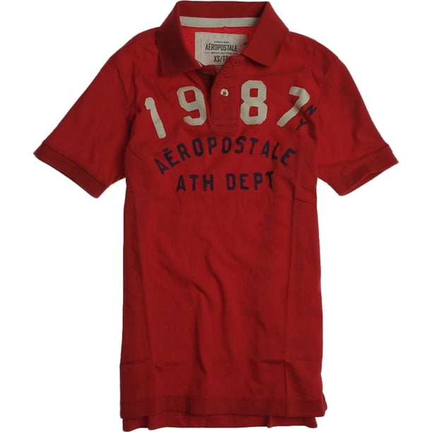 Polo de Rugby Aeropostale 1987 para hombre rojo extra pequeño