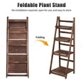 thumbnail image 6 of SEEKOL 4-Tier Foldable Ladder Bookshelf Rack & Vintage Plant Stand Display Shelf Storage, Rustic Industrial Design with Metal Frame & Wood Look Shelves, Space-Saving Foldable Structure Brown, 6 of 14