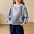 thumbnail image 3 of VIPOIN Striped Long Sleeve Shirt for Kids, Crewneck Casual Soft Daily Top, Sizes 2-12 Years, 3 of 6