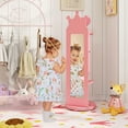 thumbnail image 4 of Gymax Kids Jewelry Cabinet Standing Children Jewelry Organizer w/ Full-Length Mirror Pink, 4 of 10