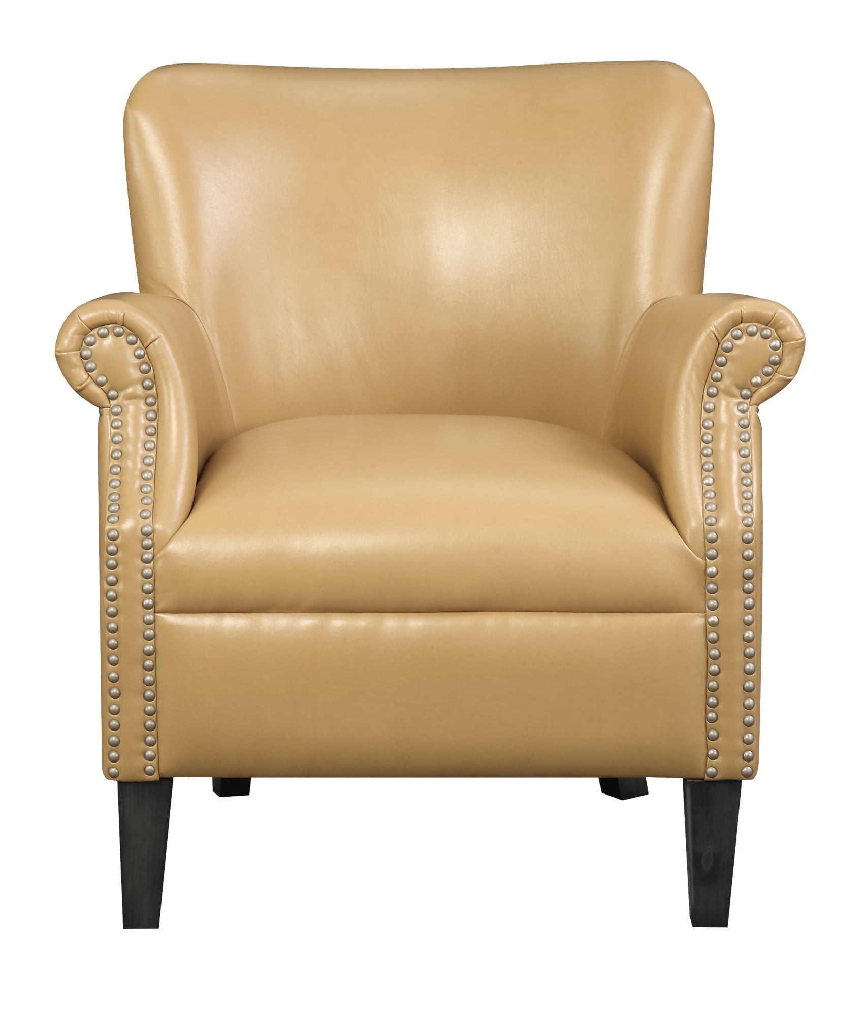 Emerald Home Oscar Saddle Accent Chair with Faux Leather Upholstery And