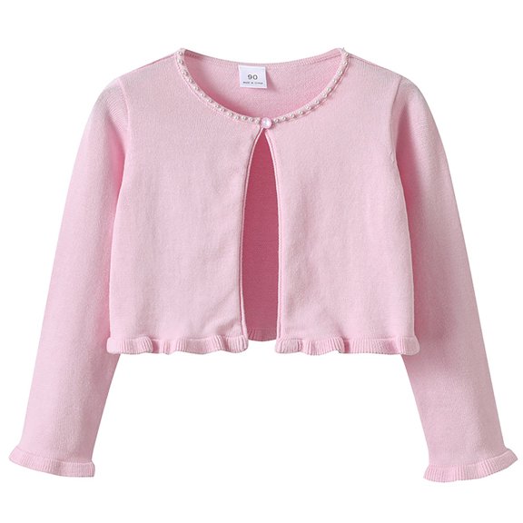 EnJoCho Girls Short Cardigan Sweater Solid Pearl Crew Neck Cotton Soft Open Front Long Sleeve Tops Kids Fall Knitwear Outerwear Button Up Shru𝗀