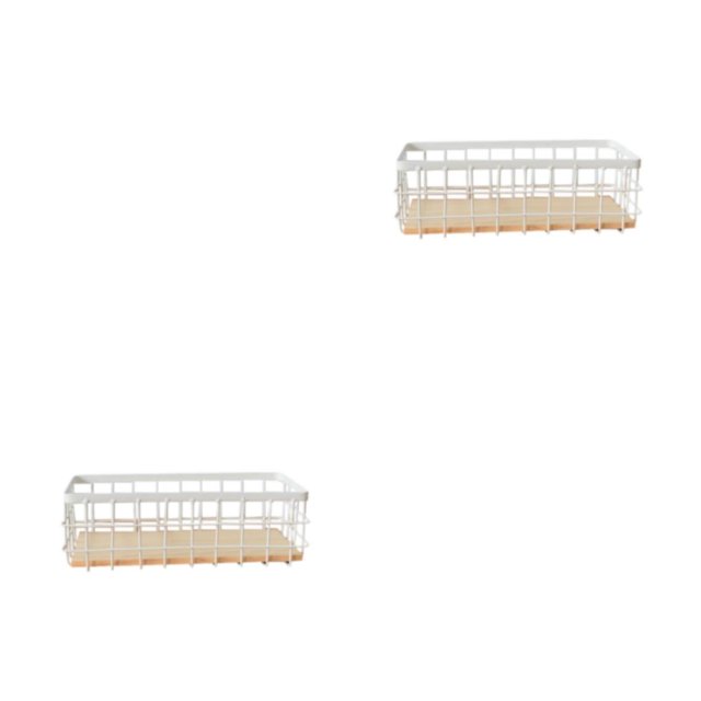 Wosthever Cubo de almacenamiento montado en la pared Rectangular Color sólido colgante escritorio artículos diversos maquillaje artículos de Blanco 2piezas