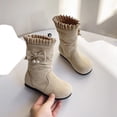 thumbnail image 5 of Girls Bow Pearl Mid Calf Boots Kids Fleece Lined Flat Winter Boots for Party and Dress Outfits, 5 of 6