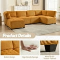 thumbnail image 6 of Villeston U-Shaped Sectional Sofa for Living Room, 4 Seat Sofa Couch with Double Chaise,Mustard Yellow, 6 of 9