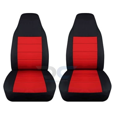 T392-Designcovers Fits 2004-2012 Chevy Colorado/GMC Canyon Velour Truck Bucket Seat Covers:Black and Red