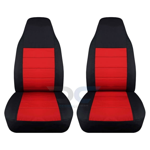 T392-Designcovers Fits 2004-2012 Chevy Colorado/GMC Canyon Velour Truck Bucket Seat Covers:Black and Red