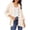 Beige, variant on Women's Crinkle Gauze Cardigan, Button Front Roll Up Sleeve Mid Length Lightweight Outer Top for Beach Vacation Wear, Sizes S-2XL