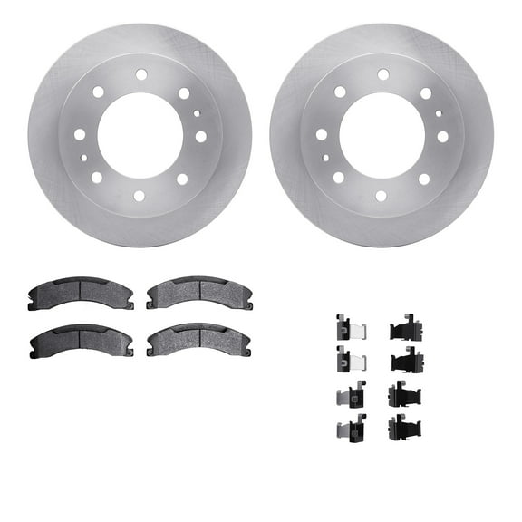 Dynamic Friction Company Rear Brake Rotors with Heavy Duty Brake Pads includes Hardware 6212-48076