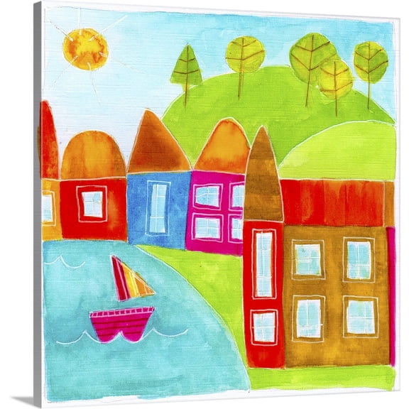 Great BIG Canvas | "Country Houses IV" Canvas Wall Art - 16x16