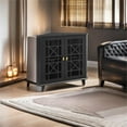 thumbnail image 6 of Pemberley Row Engineered Wood Black Corner Accent Cabinet Rectangular Stylish Fretwork Design 30"H Unassembled, 6 of 6