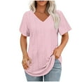 thumbnail image 2 of Akafmk Plus Size Womens Tops,Blouses for Women Summer Tops,Short Sleeve Tops Solid Color Loose Fitting V-neck Casual Blouses Tunic Tops, 2 of 4