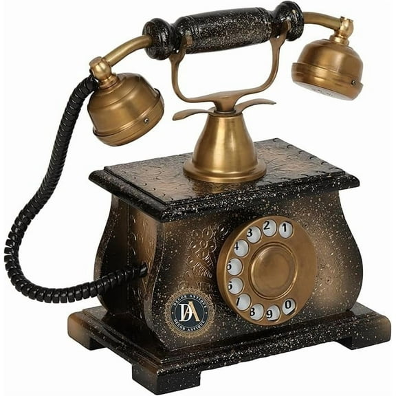 Decor Antique Vintage Wooden Telephone Decorative Non-Working Landline Phone Gray Antique Finish 1 Count