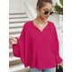 thumbnail image 4 of Blusa, Las mujeres Batwing manga blusa atada O cuello camisas sueltas Abanopi Rosa/Extragrande, 4 of 7
