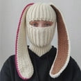 thumbnail image 2 of Fgnfyis Rabbit Ear Hat Autumn and Winter Neck Knitted Hat Bomber Hats Brick Red, 2 of 6