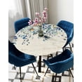 thumbnail image 5 of Round Tablecloth with Elastic Blue Plants Floral Eucalyptus Leaves Letter Background Waterproof Stain-proof Table Cover Wipeable Fitted Table Cloths for 45"-54" Round Tables Dining Kitchen, 5 of 6