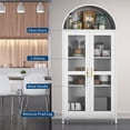 thumbnail image 3 of Arched Storage Cabinet, Modern Storage Cabinet with Glass Door and Adjustable Shelves, Accent Furniture for Living Room, Kitchen, Dining Room, Entryway, 3 of 6