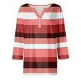 thumbnail image 2 of Hauts d'Été pour Femmes, Blouses Décontractées Élégantes 2024, T-Shirts Mignons Col en V Manches 3/4 Coupe Ample Tuniques Graphiques Rouges, 2 of 6