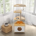 thumbnail image 4 of Glavbiku Corner Cat Tree Tower,Cat Condo with Feeding Station,Cat Climb Pet Furniture in Oak,58" H, 4 of 9