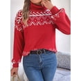 thumbnail image 4 of Women'S Sweaters Pullover Casual Long Sleeve Warm Sweaters Jumper Tops Fuzzy Knit Chunky Oversized Sweater Red S, 4 of 8