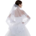 thumbnail image 5 of Sunjoy Tech Bridal Headwear with Anti-slip Comb Women Double Layer Lace Sequins Edge Tulle Headdress Bride Hair Accessories, 5 of 5