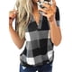 thumbnail image 1 of Minnieouse Camiseta de mujer con cuello en V y manga corta con estampado a cuadros, blusa informal Prendas para la parte del cuerpo Gris 5XL Minnieouse AP001851-16, 1 of 5