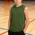 thumbnail image 2 of larppty Boys' Tank Tops Sleeveless Athletic Hoodies Pullover Sports Workout Basic T-Shirts Kids 5-15 Years Teens(5-6 Years,Army Green), 2 of 4