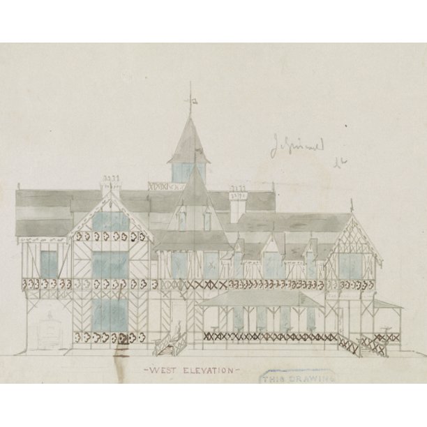 Print Griswold House, Newport Art Museum. West Elevation. Rendering
