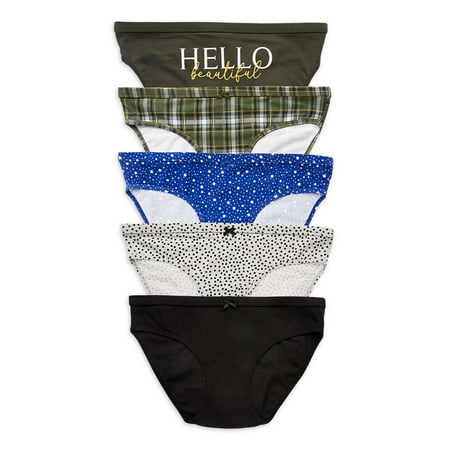 

No Boundaries Women s Cotton Stretch Bikini Panties 5-Pack