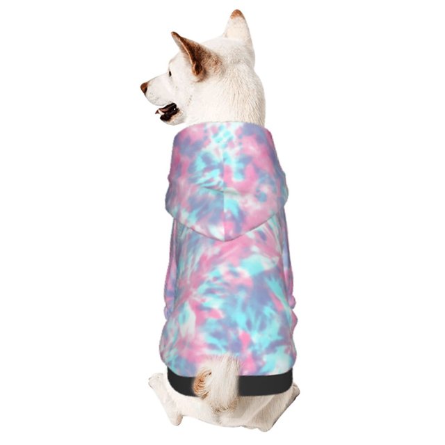 Fotbe Tie Dye Sudadera con Estampado para Perros Pequeños – Suéter con Capucha para Mascotas, Tela Suave de Forro Polar con Bolsillo-Large