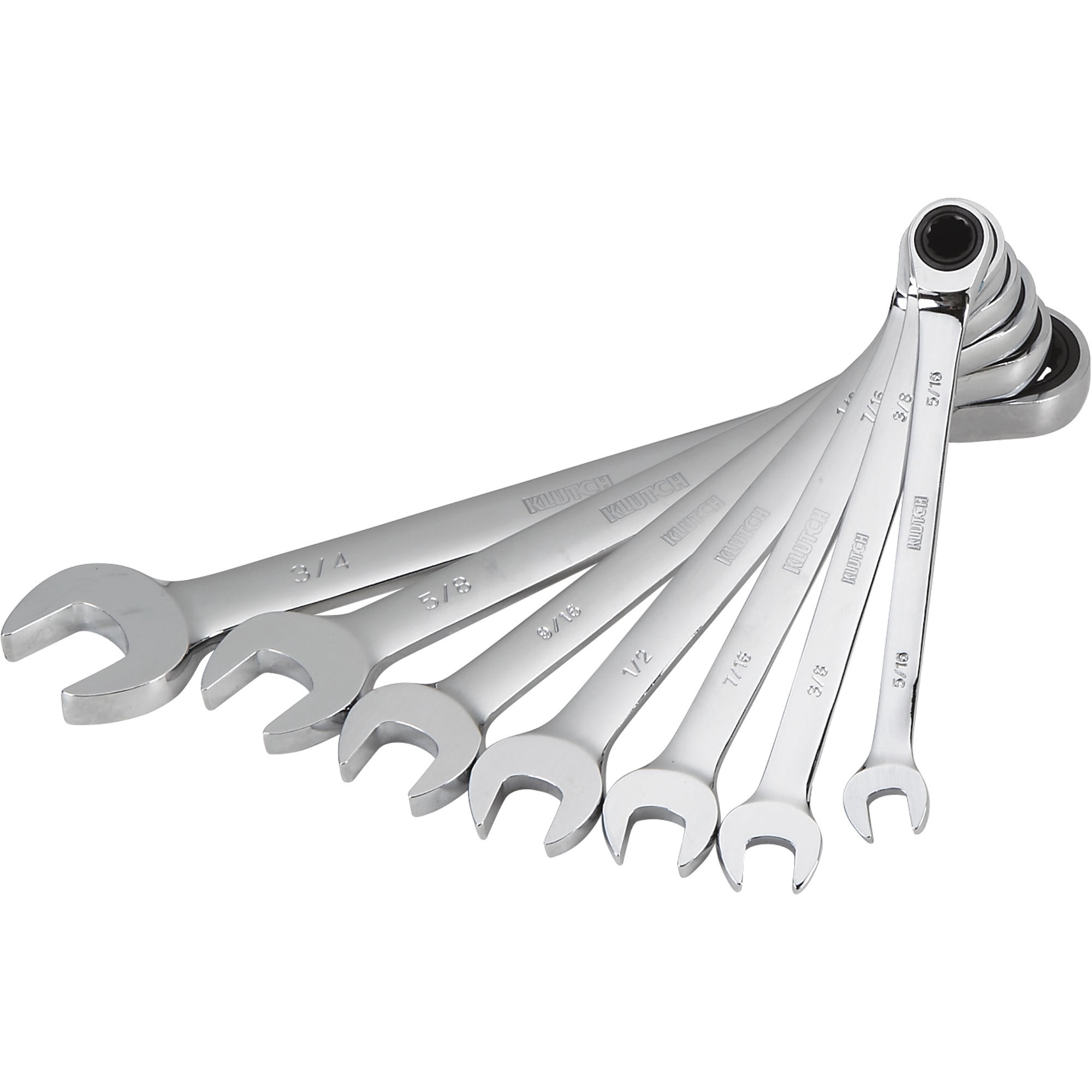 Klutch Ratcheting Wrench Set, 7-Pc., SAE: 5/16in.-3/4in.