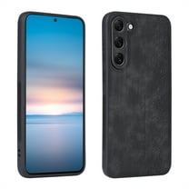 ELEHOLD Slim Leather Case for Samsung Galaxy S23 Plus/S23 , Luxury Premium Leather Embossed Pattern Full Body Protection Shockproof Scratch-Resistant Case,Black
