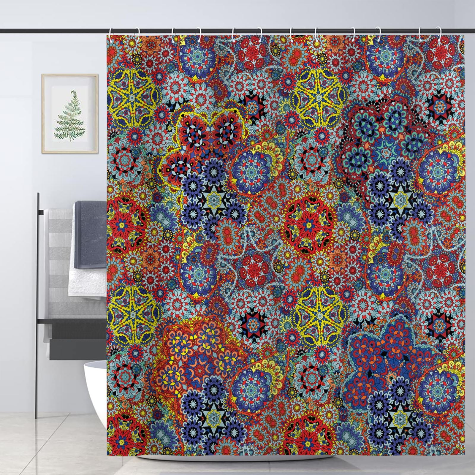 JOOCAR Batik Shower Curtain for Bathroom Decoration Fabric Shower