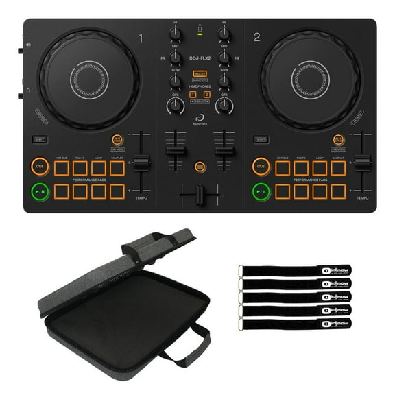 AlphaTheta DDJ-FLX2 Compact 2-Channel DJ Controller with Case Package