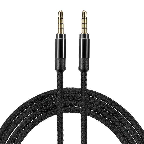 Uxcell White Aux Cable 3.5mm Male to Male Nylon Braided 10Ft Auxiliary Cord Black