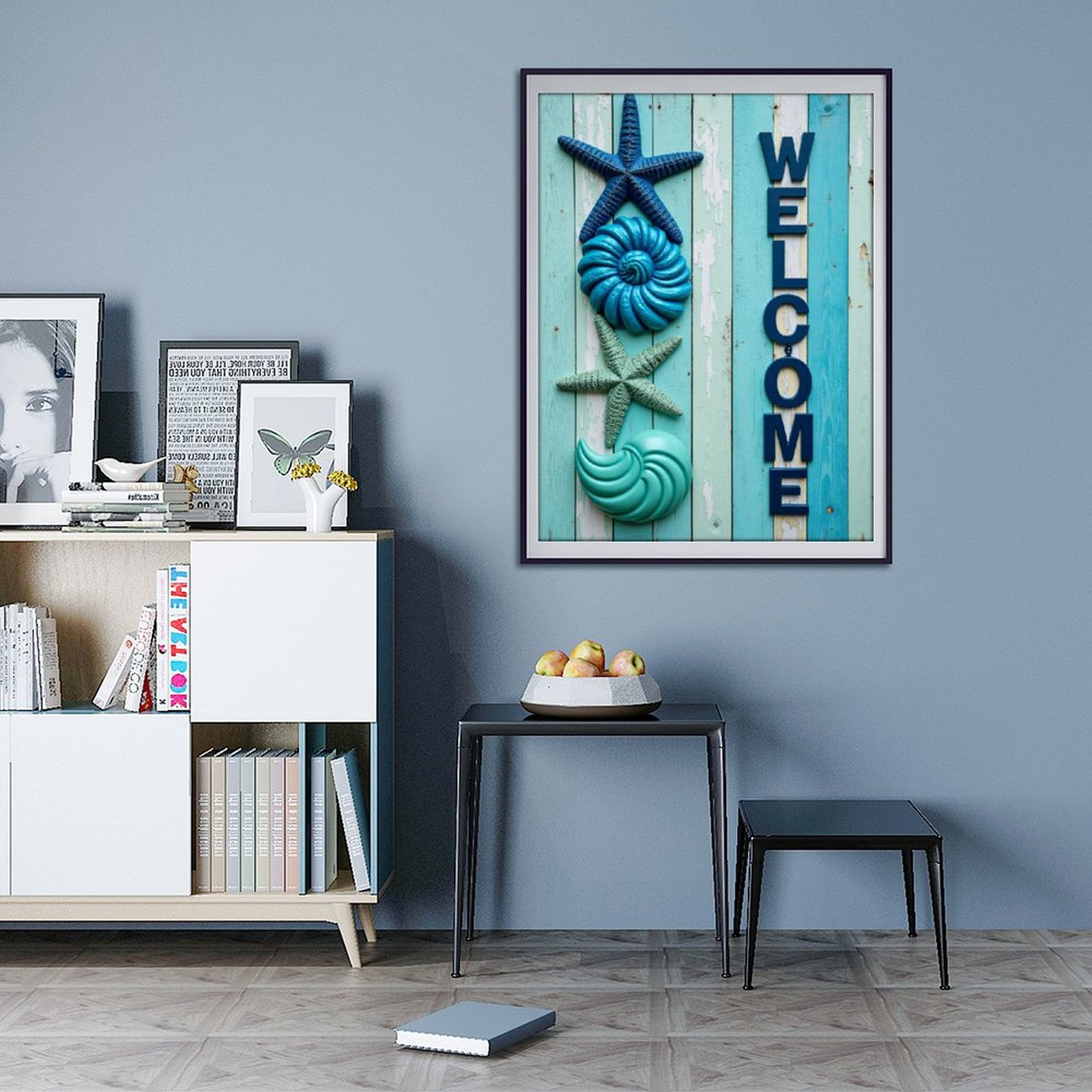 Diamond Art Kits for Adults - 5d Nautical Welcome Sign Starfish Decor Diamond Painting for Adults, Diamond Art for Adults Beginners, Diamond Painting Kits for Adults for Home Wall Decor