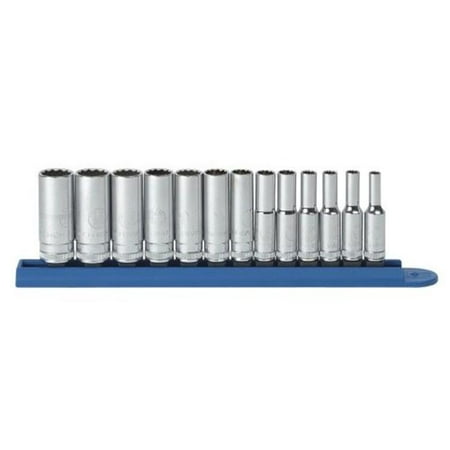 0.156 Inch Point - 13 Piece 0.25 Inch Drive 12 Point Deep Metric Socket Set