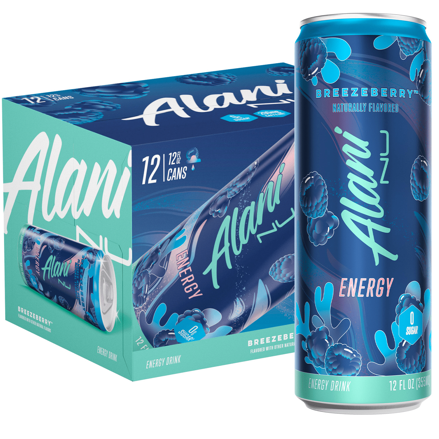 Alani Nu Sugar Free Energy Drink, Breezeberry, 12 fl oz, 12 Pack, Cans, 200mg Caffeine