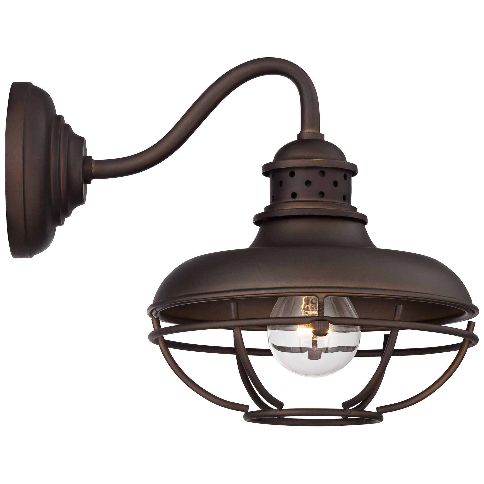 Franklin Iron Works Park Rustic Farmhouse Outdoor Wall Light Fixture Oil Rubbed Bronze Caged 9" for Post Exterior Barn Deck House Porch Yard Patio